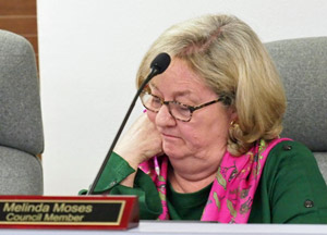 Councilwoman Melinda Moses reflects after the  no vote.
