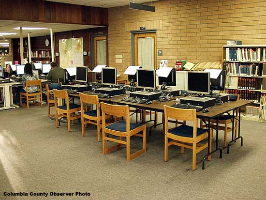 Empty computer work stations