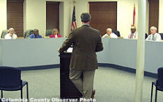 Tyson Johnson in front of the Lake City Council
