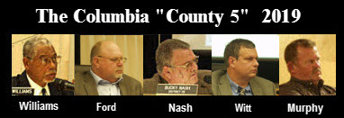 Photos of the five Columbia County Commissioners: Williams, Ford, Nash, Witt, Murphy