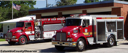 Fire trucks in front of High Springs Fire Department
