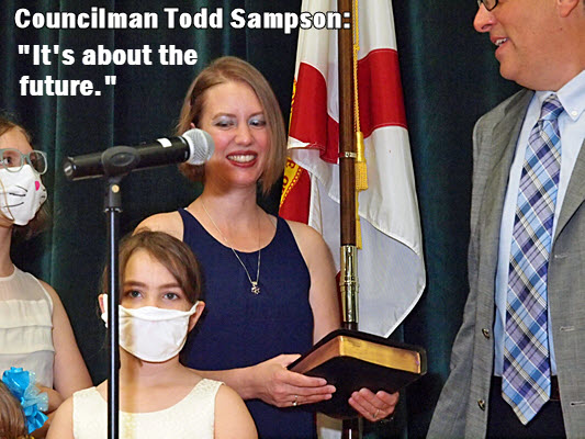 City Councilman Todd Sampson of Lake City took the oath of office as his wife held the bible.