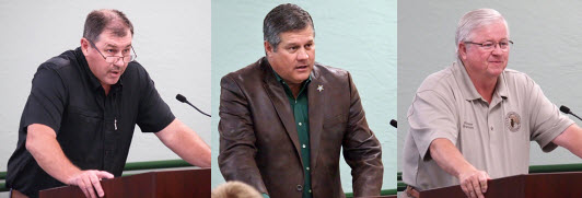 Left to right: Property Appraiser Jeff Hampton, Sheriff Mark Hunter, and Tax Collector Ronnie Brannon.
