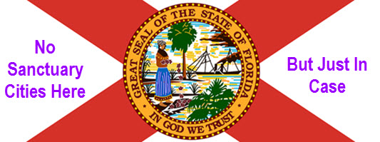 FL state flag with  copy: no sanctuary cities here, but just in case
