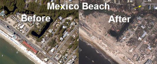 Mexico Beach before and after hurricane Michael
