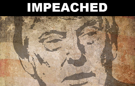 Image of President Trump with headline: impeached