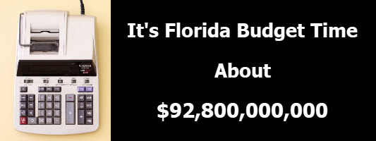 Photo of calculator with copy: It's Florida Budget Time