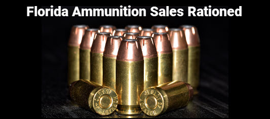 Photo of bullets with copy: Floirda ammunition sales rationed