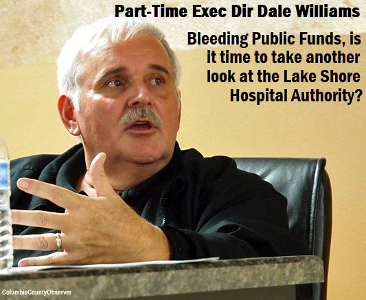 Photo of Dale Williams, part time executive director of the Lake Shore Hospital Authority with caption: Bleeding public funds, is it time to take another look at the Lake Shore Hospital Authoirty?