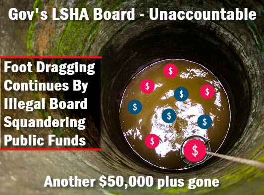 Water Well with headline: Governor's Lake Shore Hospital Authority Board - Unaccountable