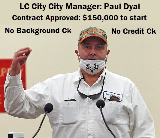 Paul Dyal, Lake City City manager with headline: