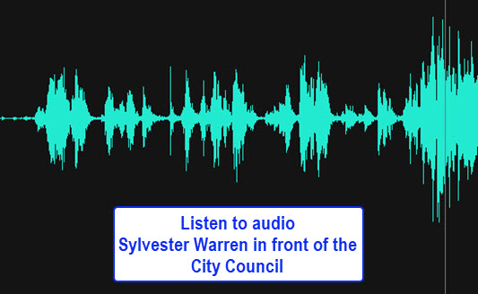Image of sound with link to audio file of Sylvester Warren addressing the Council