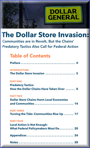 Table of contents and link to report: the dollar store invasion