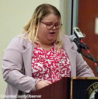 Mandy Pinckley addresses the Legislative Delegation