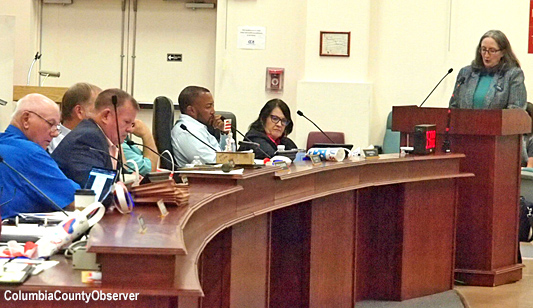 Dr. Amy Brown presents Water First to the Columbia County 5 and the attendees.