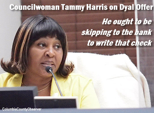 Councilwoman Tammy Harris on Paul Dyal: He ought to be skipping to the bank to write that check