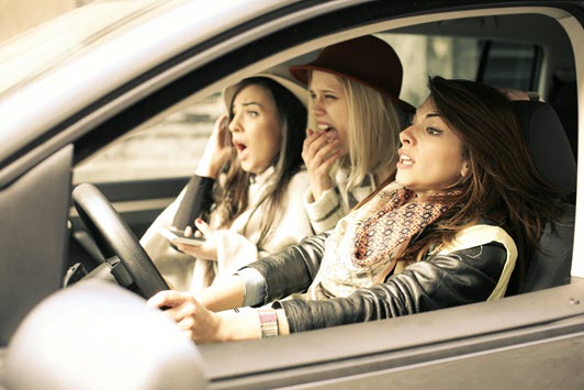 Women driving car. Conditions can change in a moment: photo